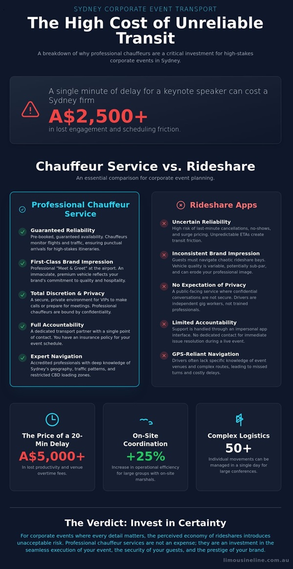 Chauffeur Services vs rideshare - Sydney Corporate Event Transport